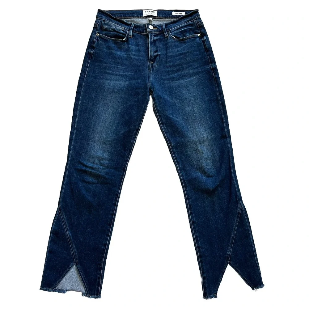 FRAME Le High Straight Asymmetrical Hem Jeans Size 28 Modern Contemporary - Picture 2 of 10